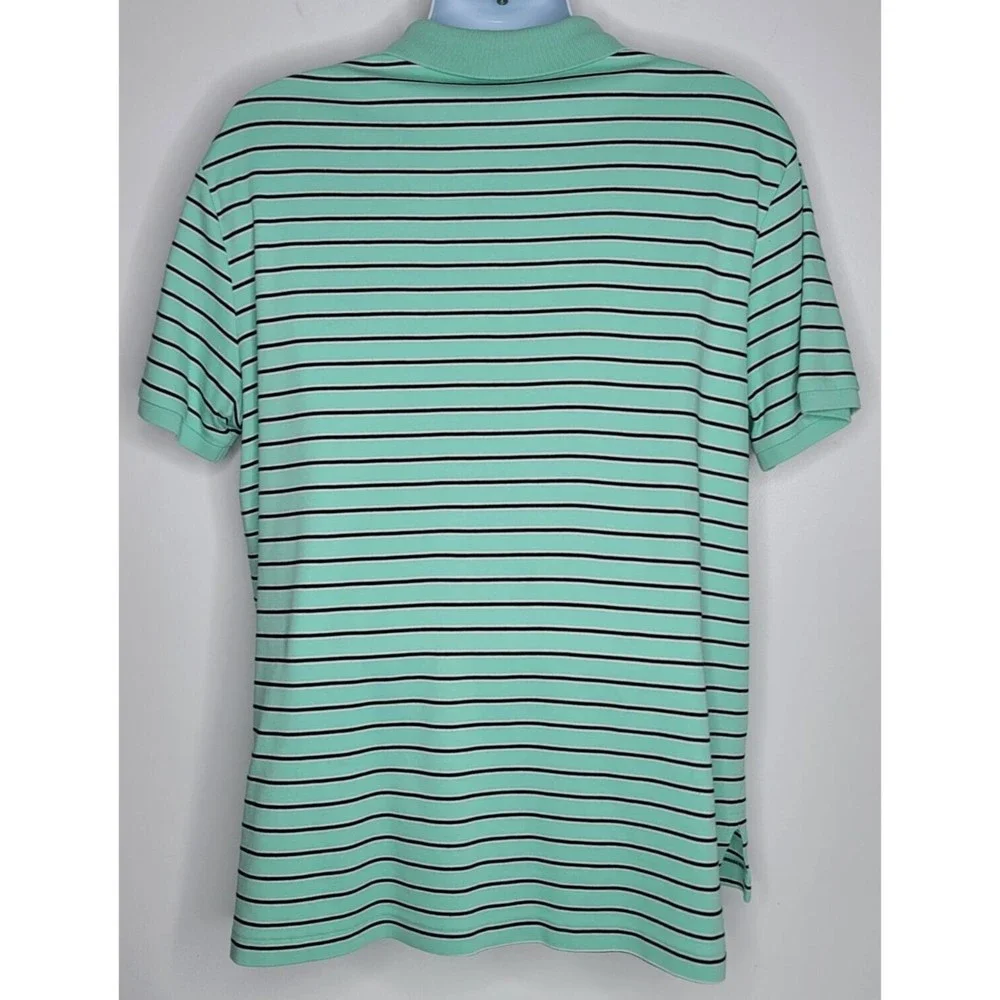 Ralph‎ Lauren Polo Golf Shirt Mens Size XXL 2XL Blue Green Striped Short Sleeve